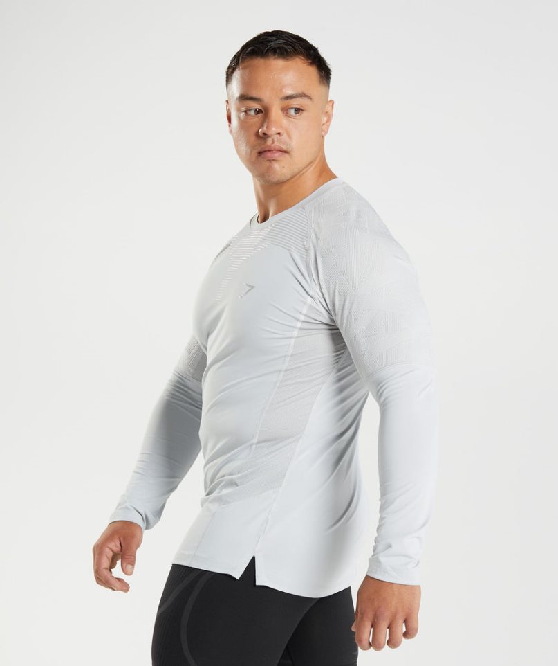 Men's Gymshark 315 Long Sleeve T-Shirts Light Grey | CA 8N53A6